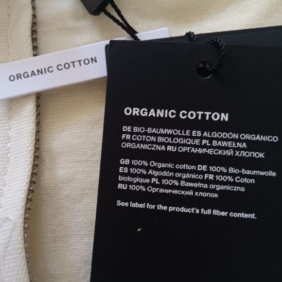 Denim Coat Jacket Women Medium Organic Cotton Zip Front Pockets Cream Floral NWT - Picture 13 of 15